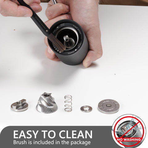 TIMEMORE chestnut C2S disassembled parts view showing easy-to-clean components for maintenance