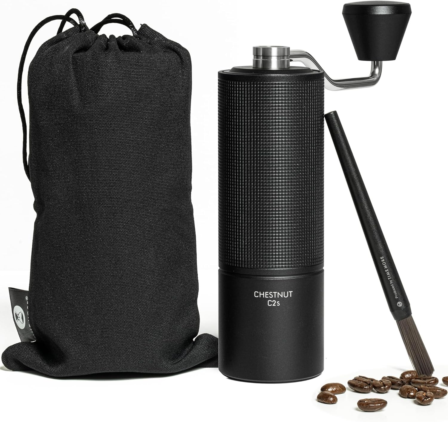 TIMEMORE chestnut C2S front view showing full-metal body and compact form for durability