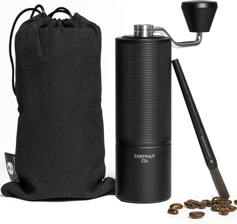 TIMEMORE chestnut C2S front view showing full-metal body and compact form for durability