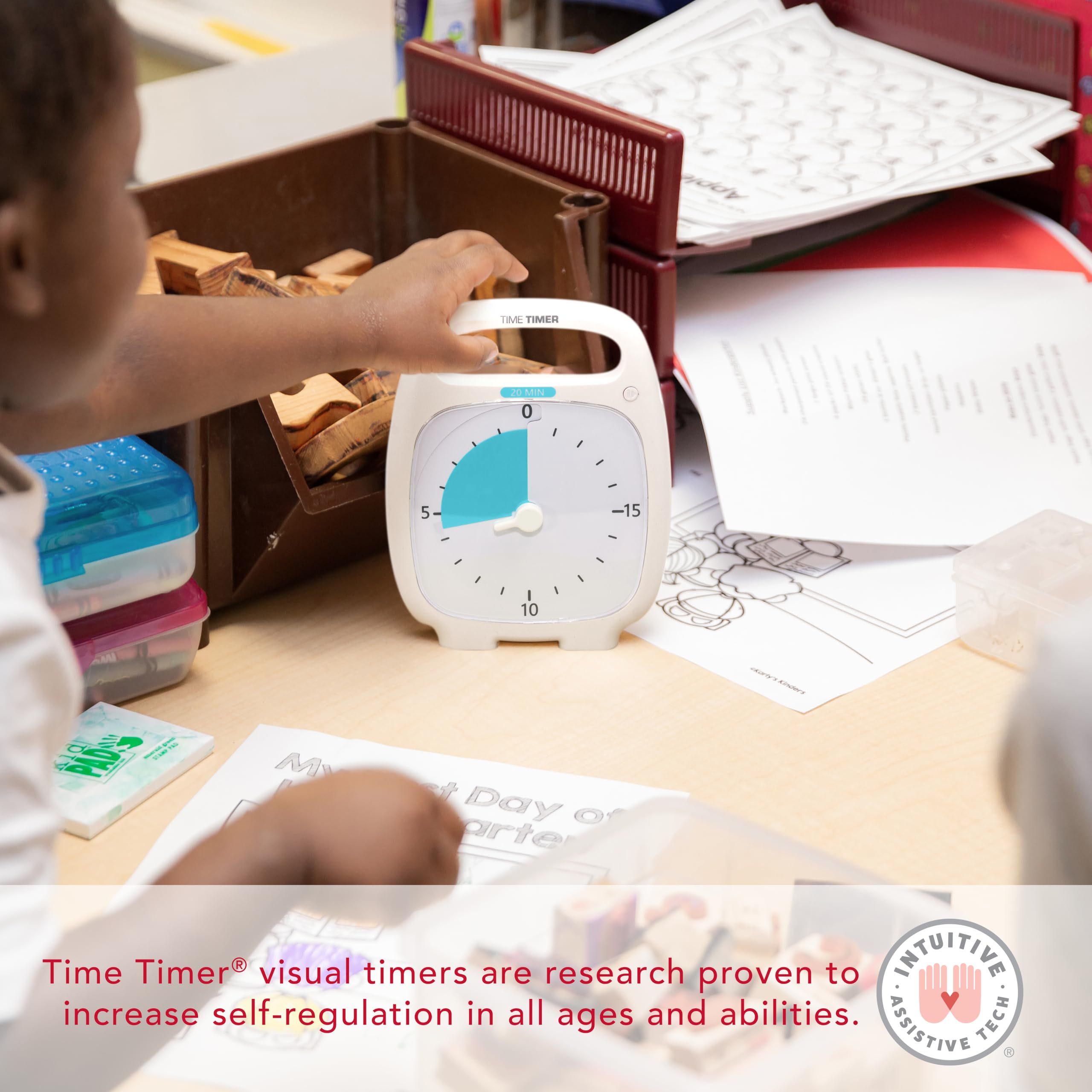TIME TIMER on a classroom desk demonstrating classroom focus support
