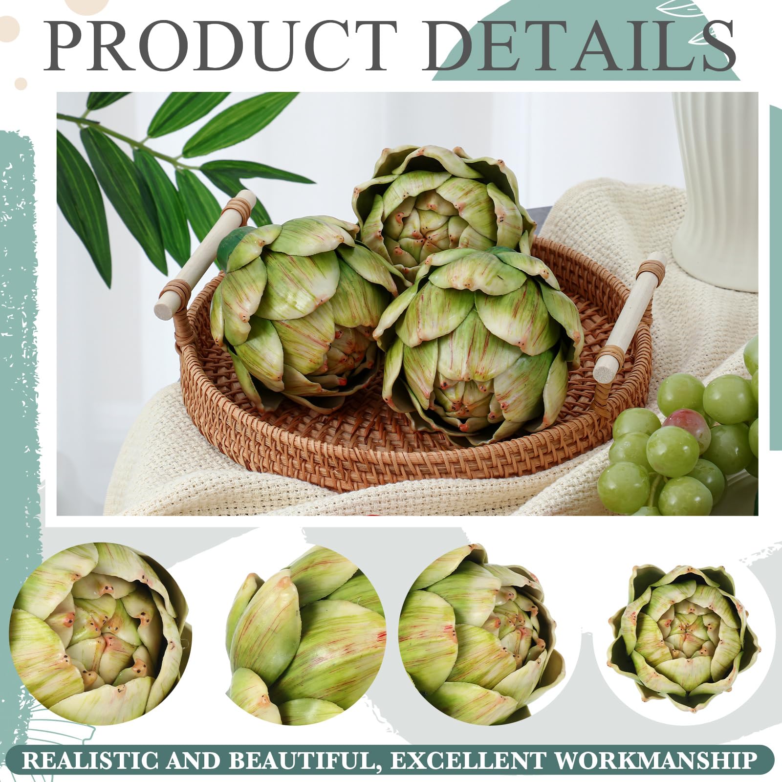 Timgle artichokes arranged in decorative bowl adding vibrant color to tabletop benefit