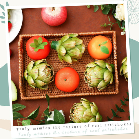 Timgle artichokes styled on a shelf creating polished home decor benefit