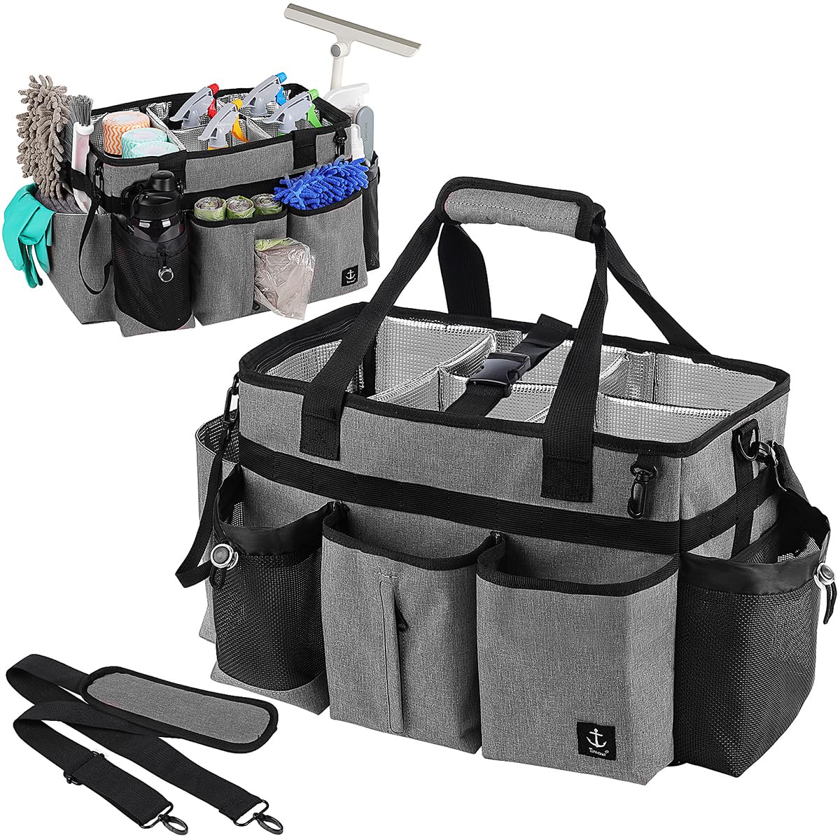 Timoxi front view showing organized pockets and stable shape for easy transport