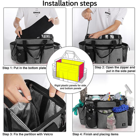 Timoxi in kitchen scene showing quick-access storage for cleaning tasks