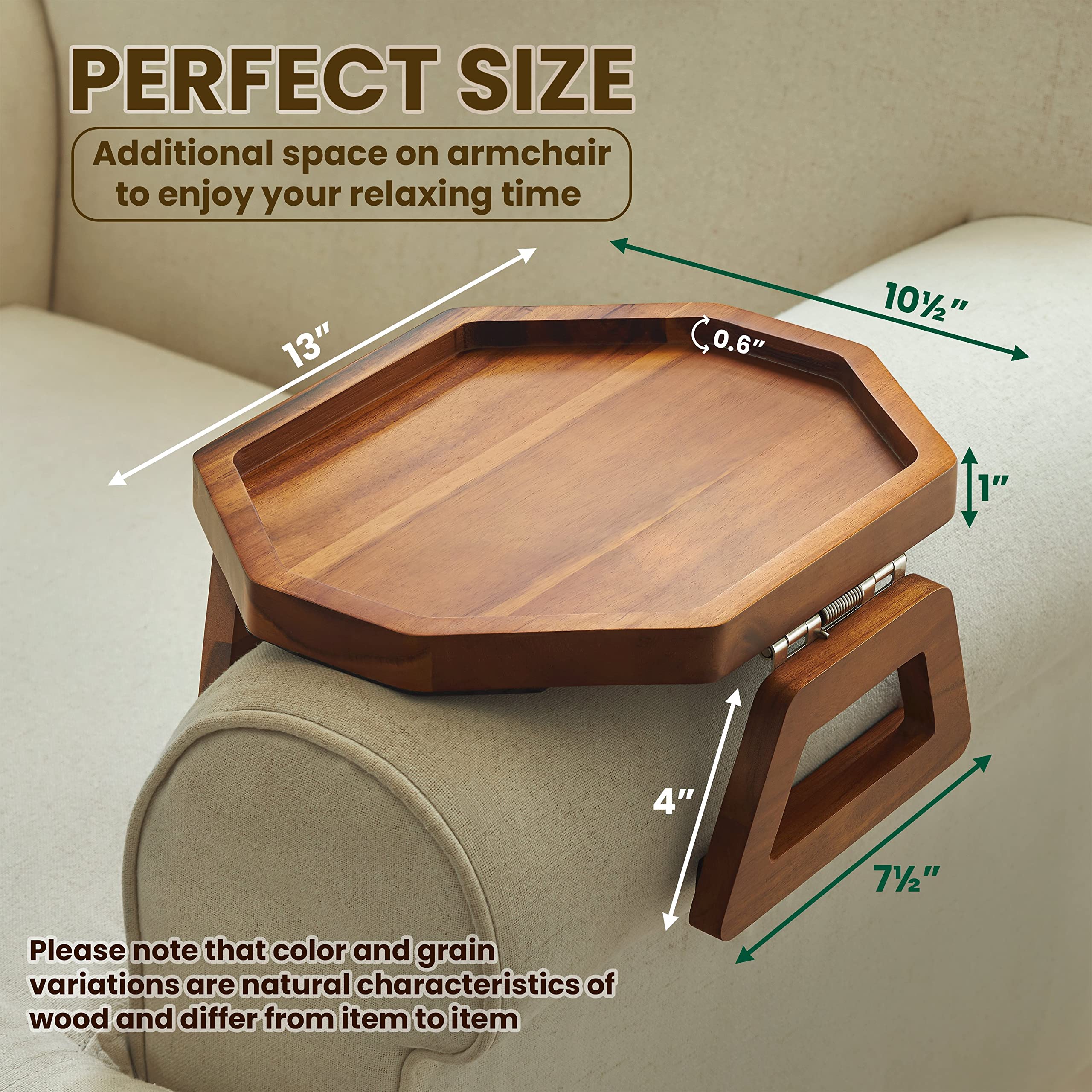 Tinamo close-up of octagon top detail highlighting smooth wood grain and attractive finish