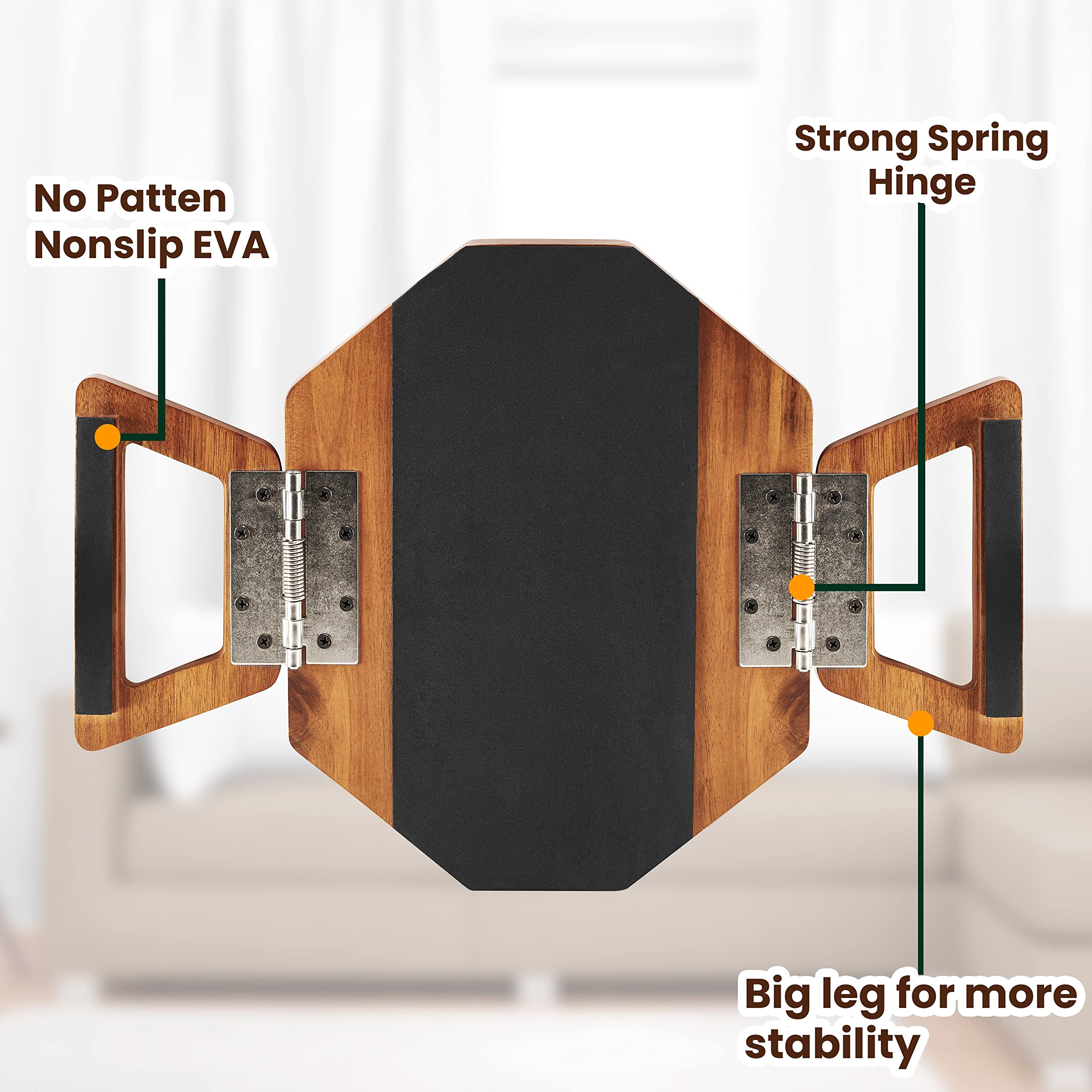 Tinamo folded flat storage demonstration illustrating easy stowage behind sofa