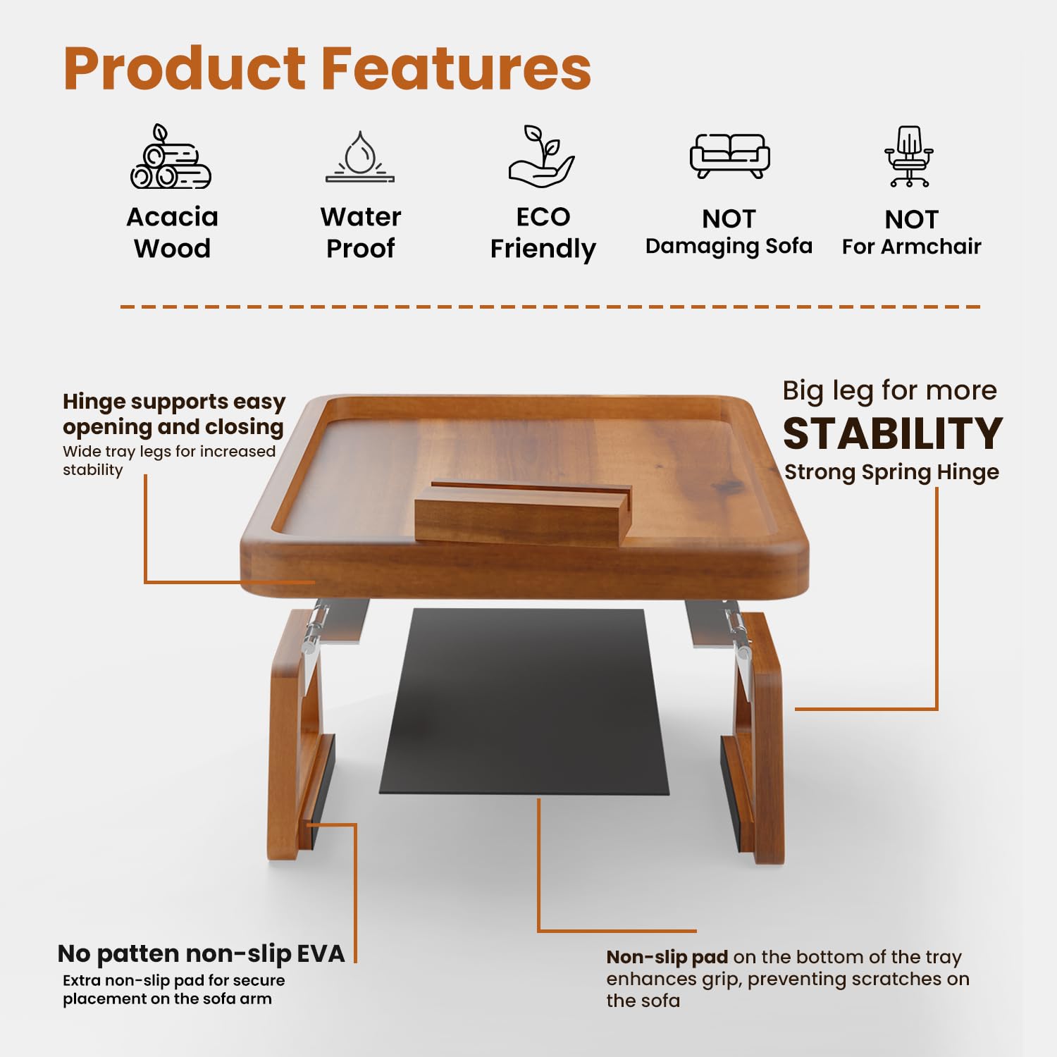 Tinamo scale comparison on wide sofa arm showing fit and proportions