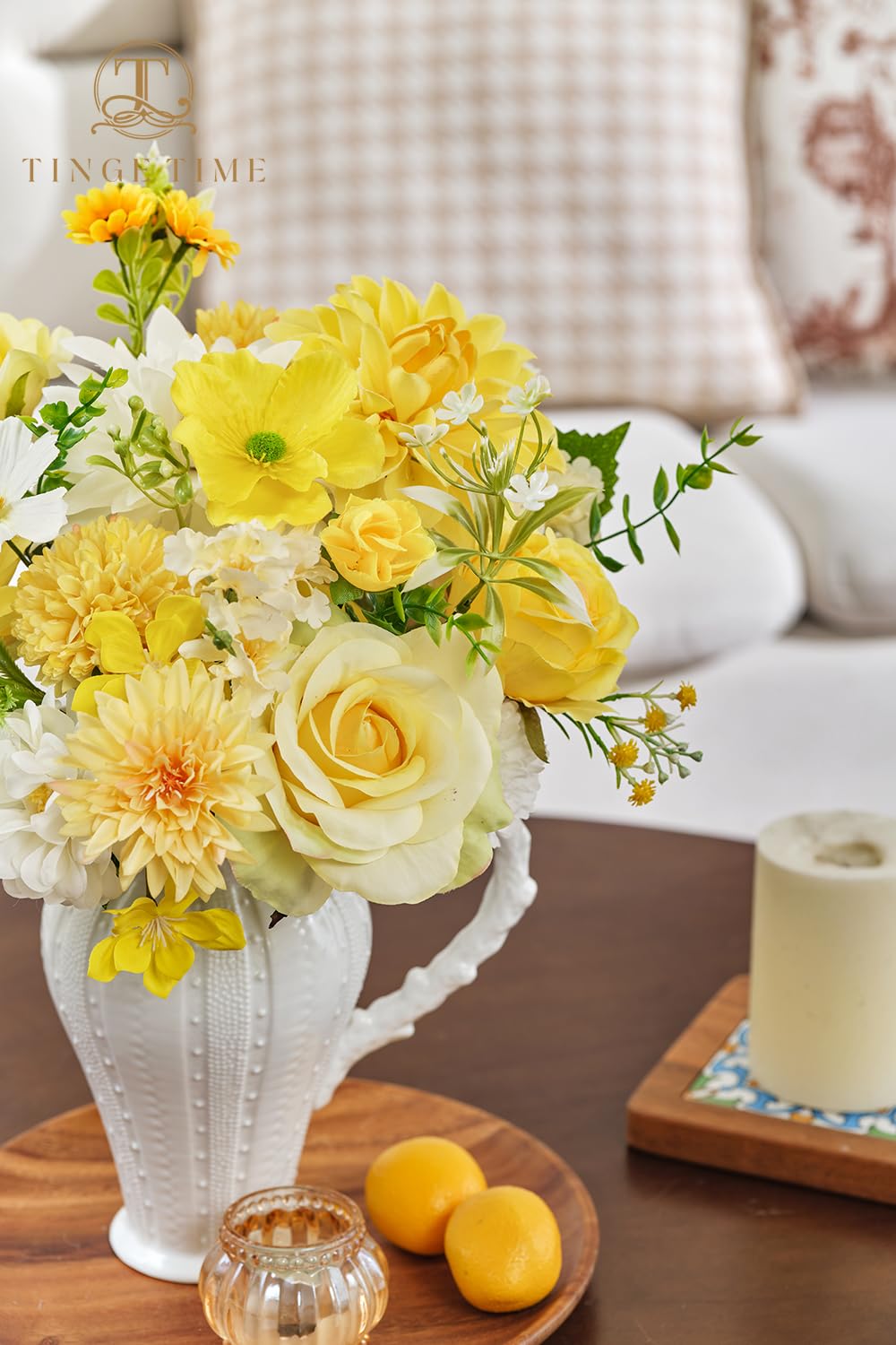 TINGE TIME centerpiece arrangement offering a bright, low-maintenance focal point