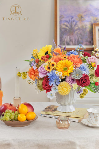 TINGE TIME centerpiece on wedding table, creates elegant focal point