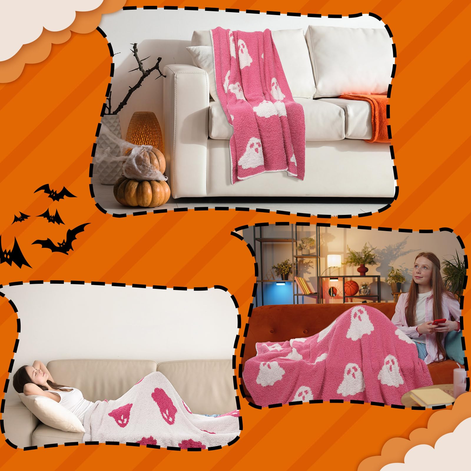 Tingjoo blanket next to pillow illustrating 50 x 60 inch size and coverage