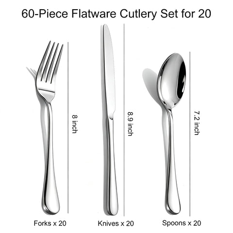 TININA arranged forks spoons and knives on white background showing complete service