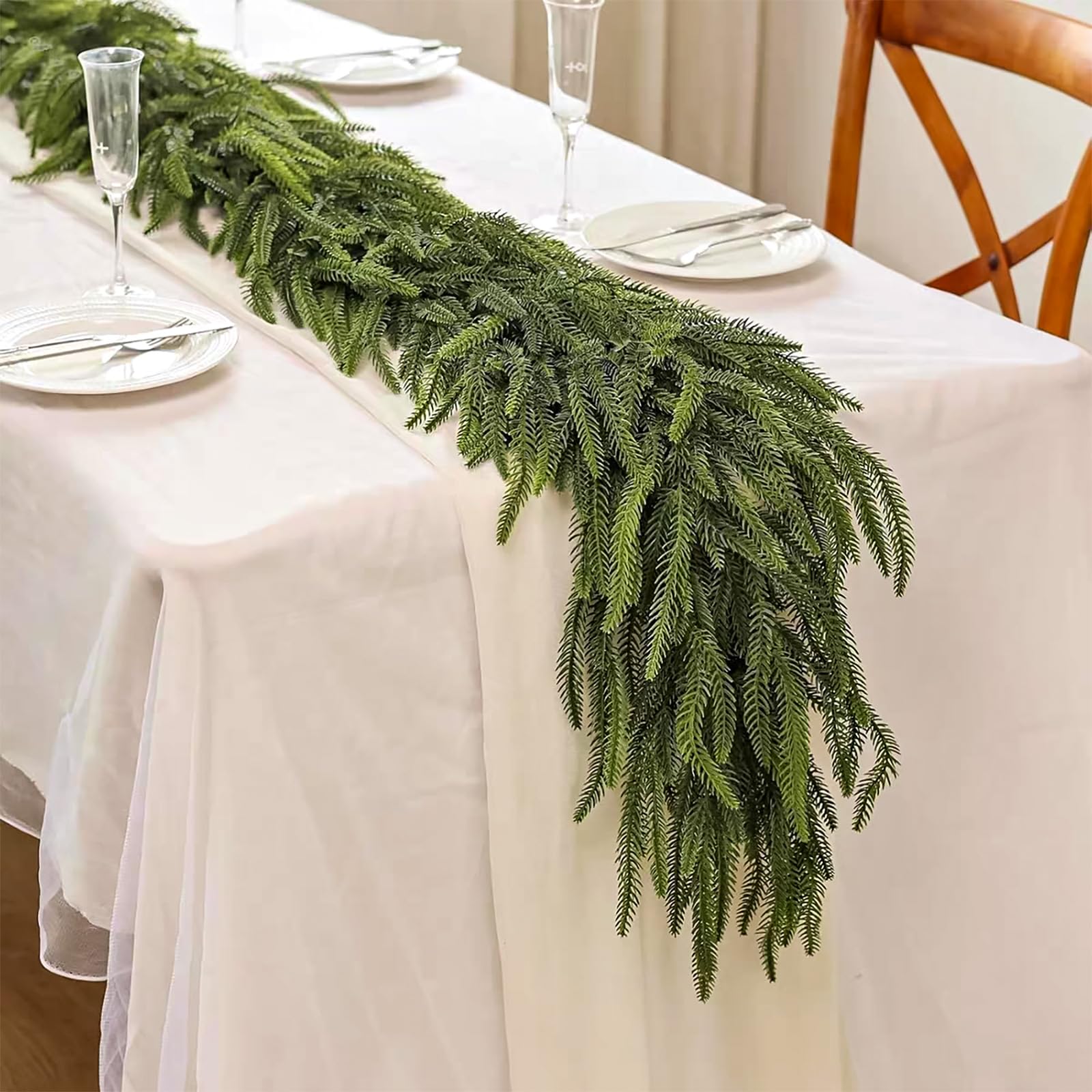 Tinkllicoy garland on covered porch doorway showing weather-tolerant use