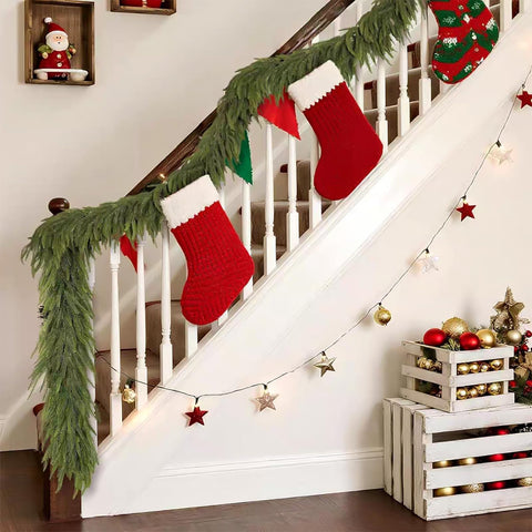 Tinkllicoy garland neatly rolled in storage box showing easy off-season packing