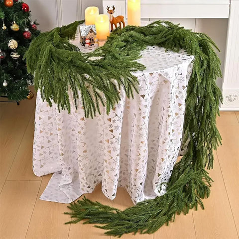 Tinkllicoy garland paired with wreaths showing coordinated display options