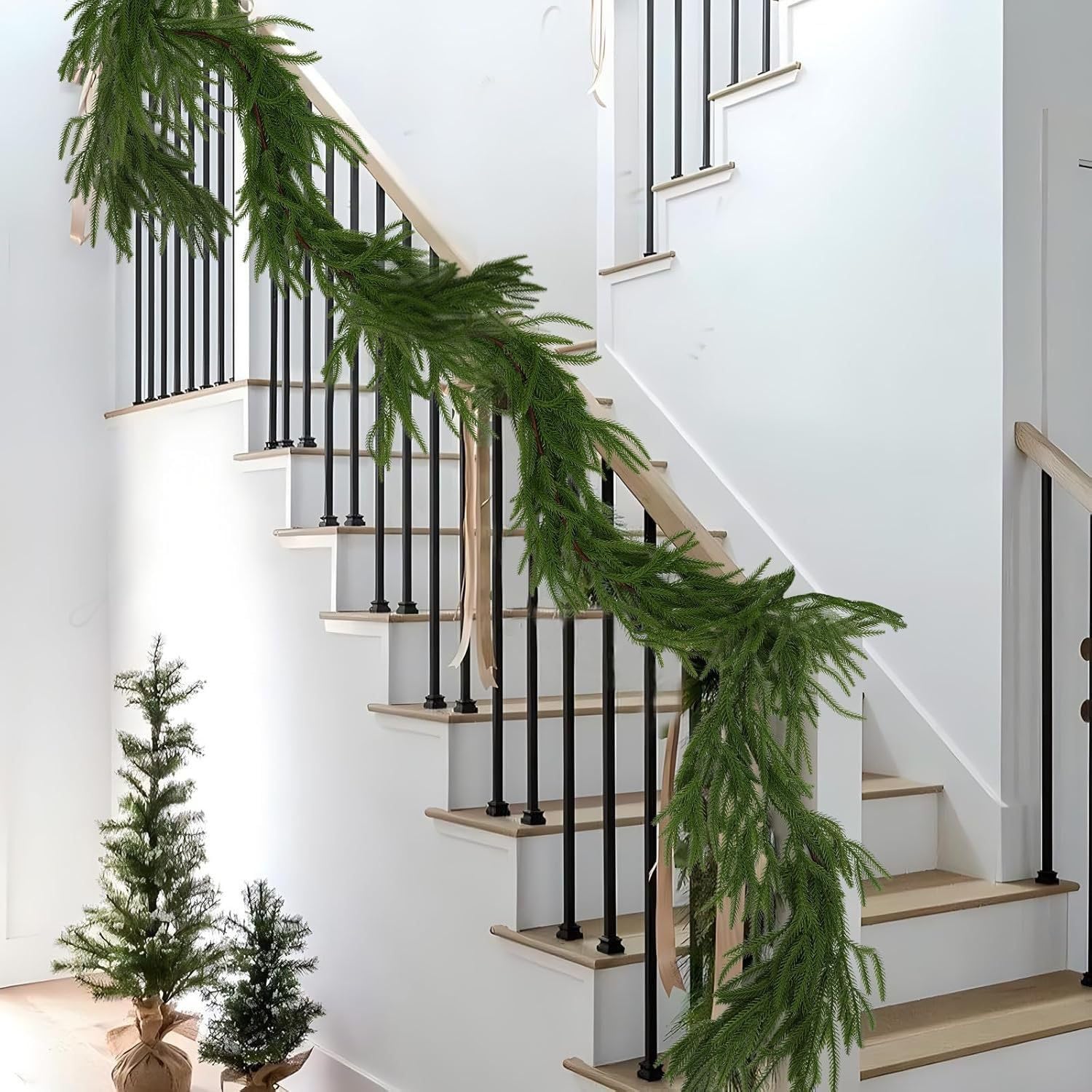 Tinkllicoy garland wired with ornaments illustrating secure decoration support