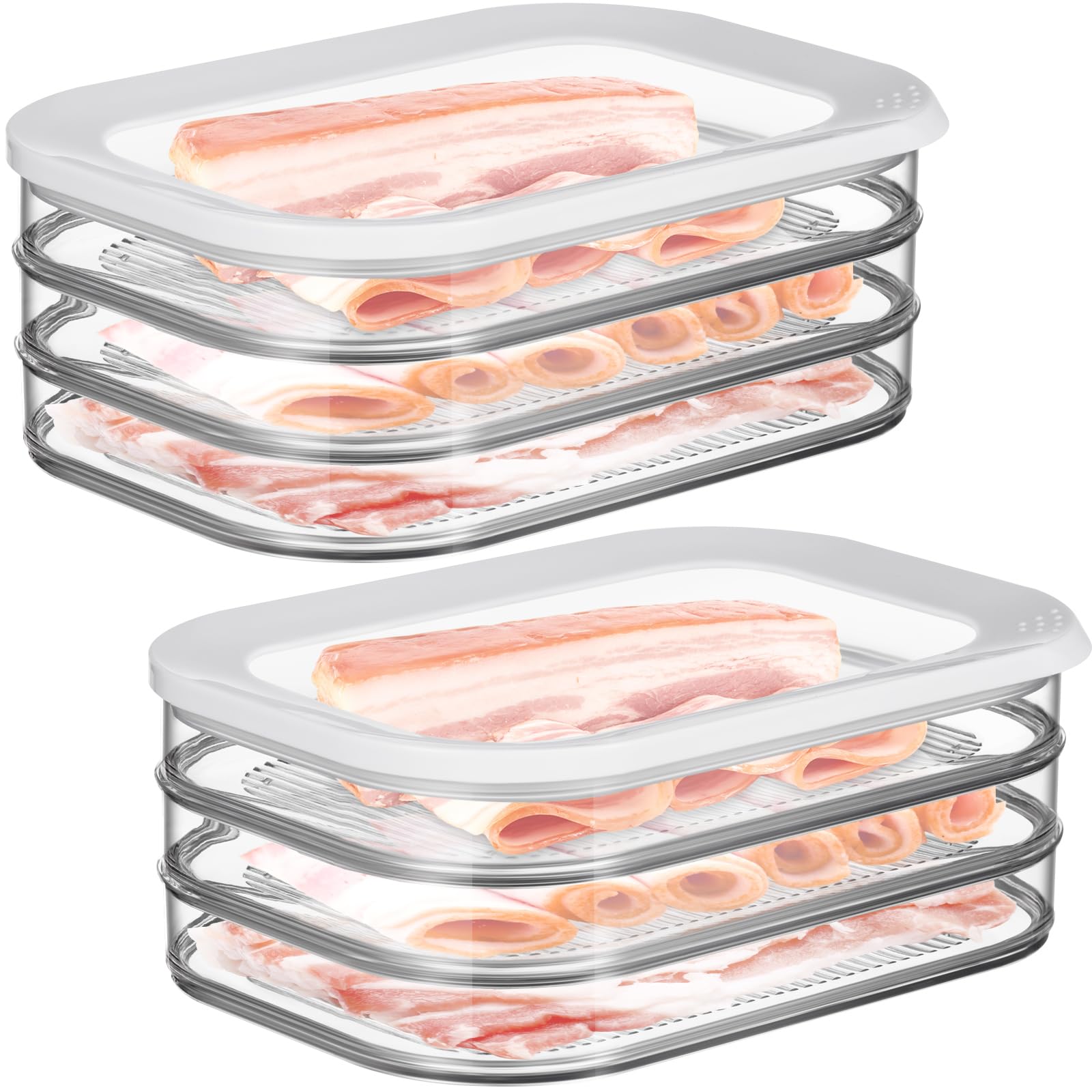 Tioncy front view of stackable deli container showing neat storage benefit