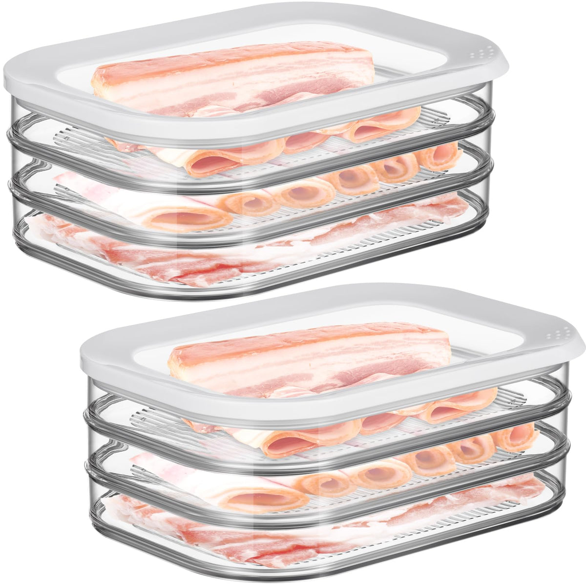 Tioncy front view of stackable deli container showing neat storage benefit