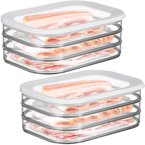Tioncy front view of stackable deli container showing neat storage benefit