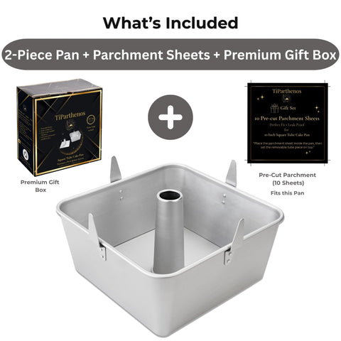 TiParthenos pan next to measuring cup for scale showing true 10-inch size and volume