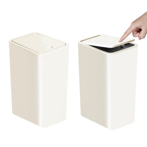 TIPGO front view white trash can showing compact footprint and clean design