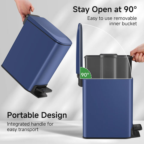 TIPGO lid held open at 90 degrees for hands-free disposal benefit