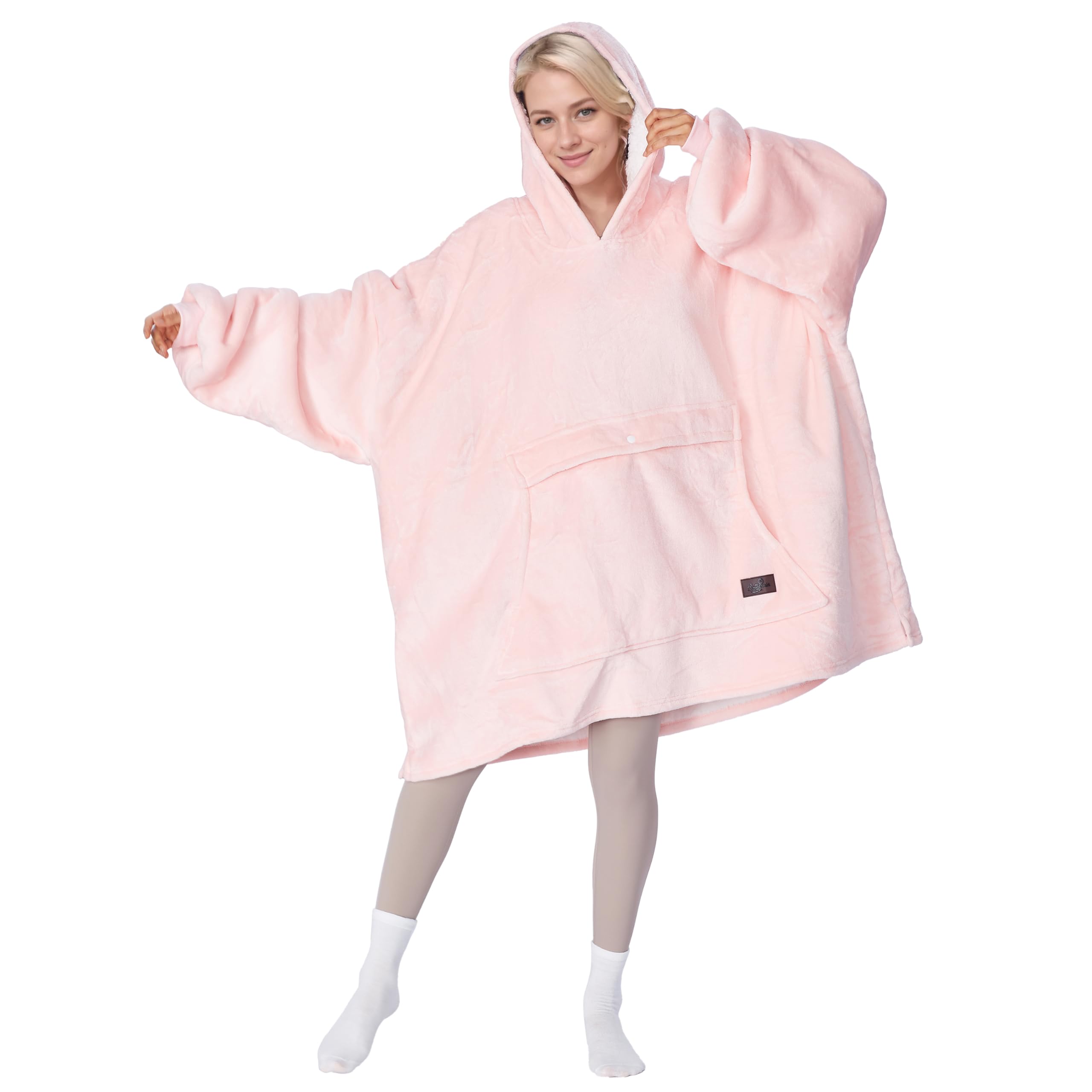 Tirrinia front view oversized hoodie blanket showing full coverage and cozy fit