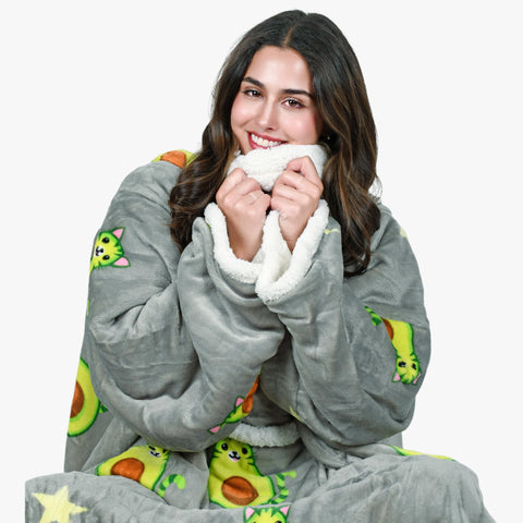 Tirrinia worn while reading on sofa demonstrating mobility and coziness