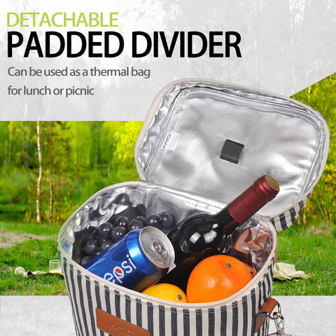Tirrinia internal padded divider keeping four bottles separate and protected