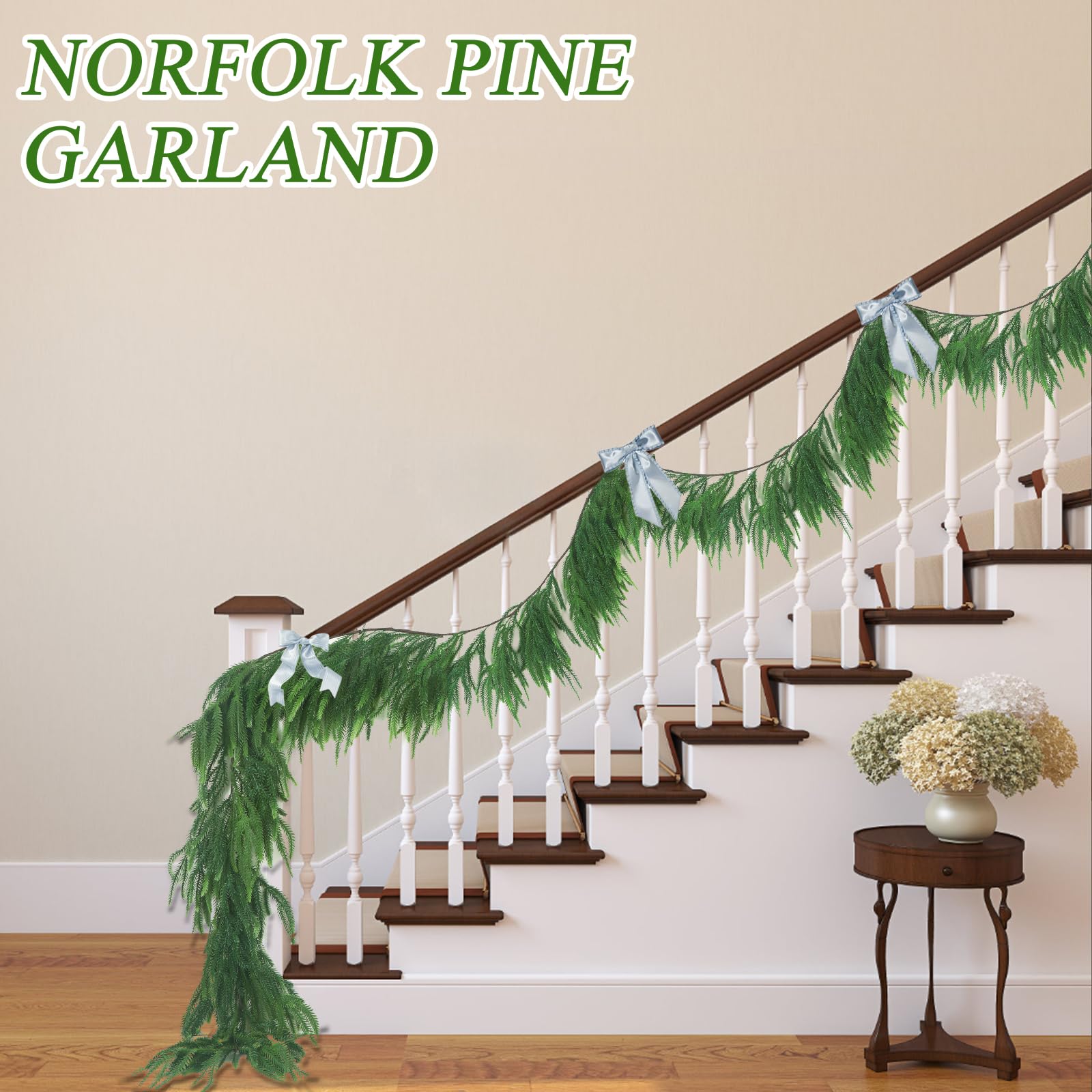 TISEMENT garland next to ruler showing six-foot scale and placement planning benefit