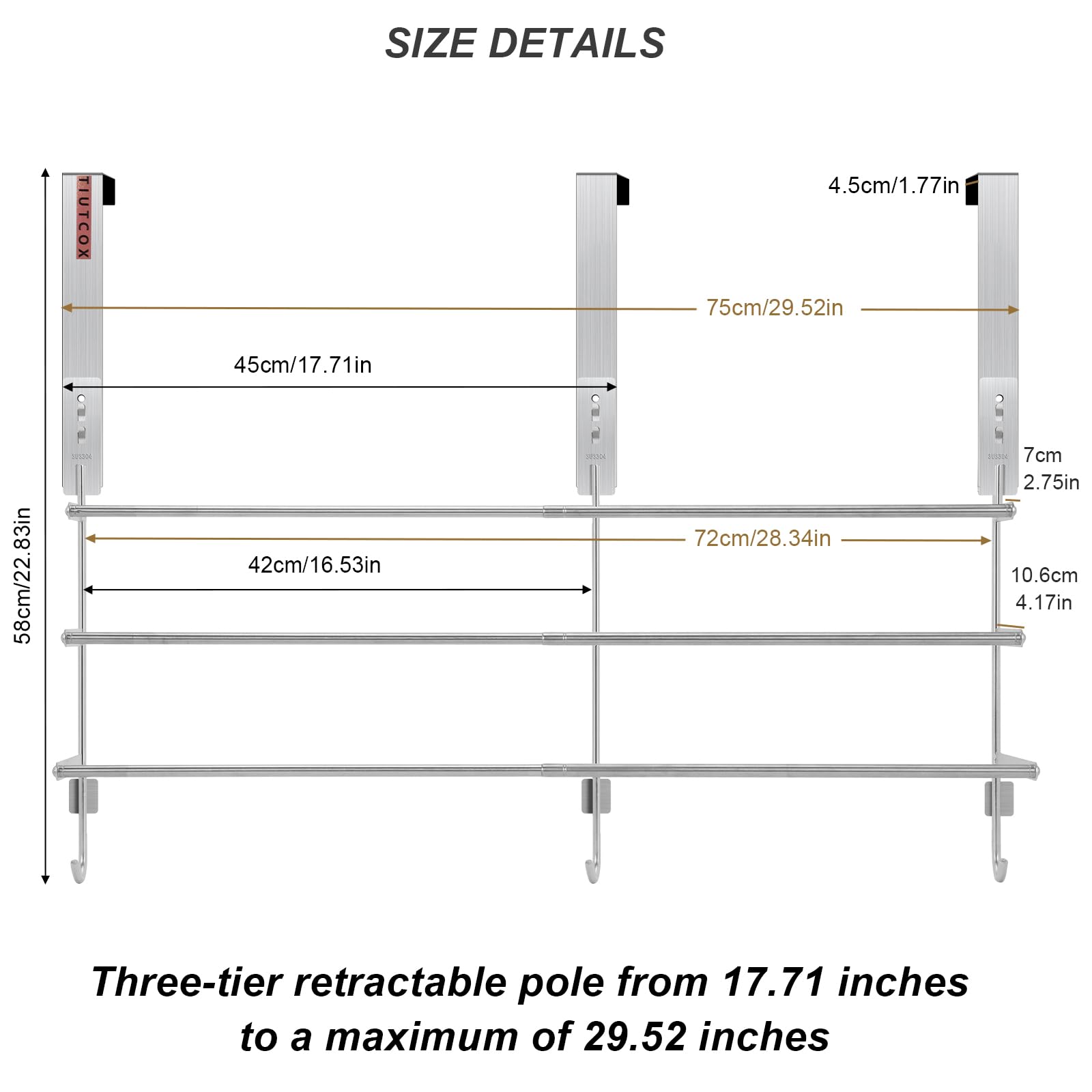 TIUTCOX side profile of hooks with anti-collision cotton protecting door and reducing noise