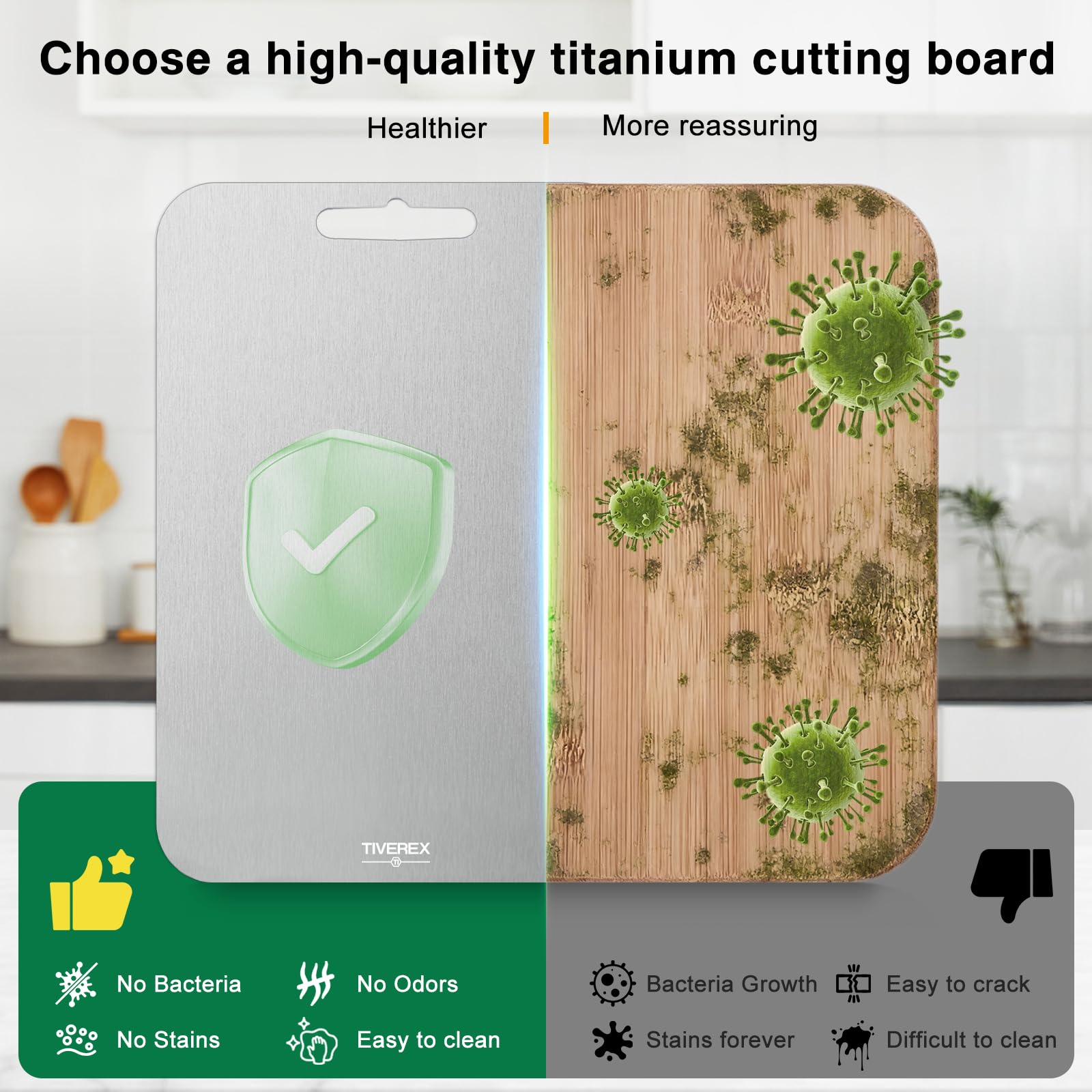 TIVEREX small board close-up edge highlighting seamless one-piece titanium construction benefit