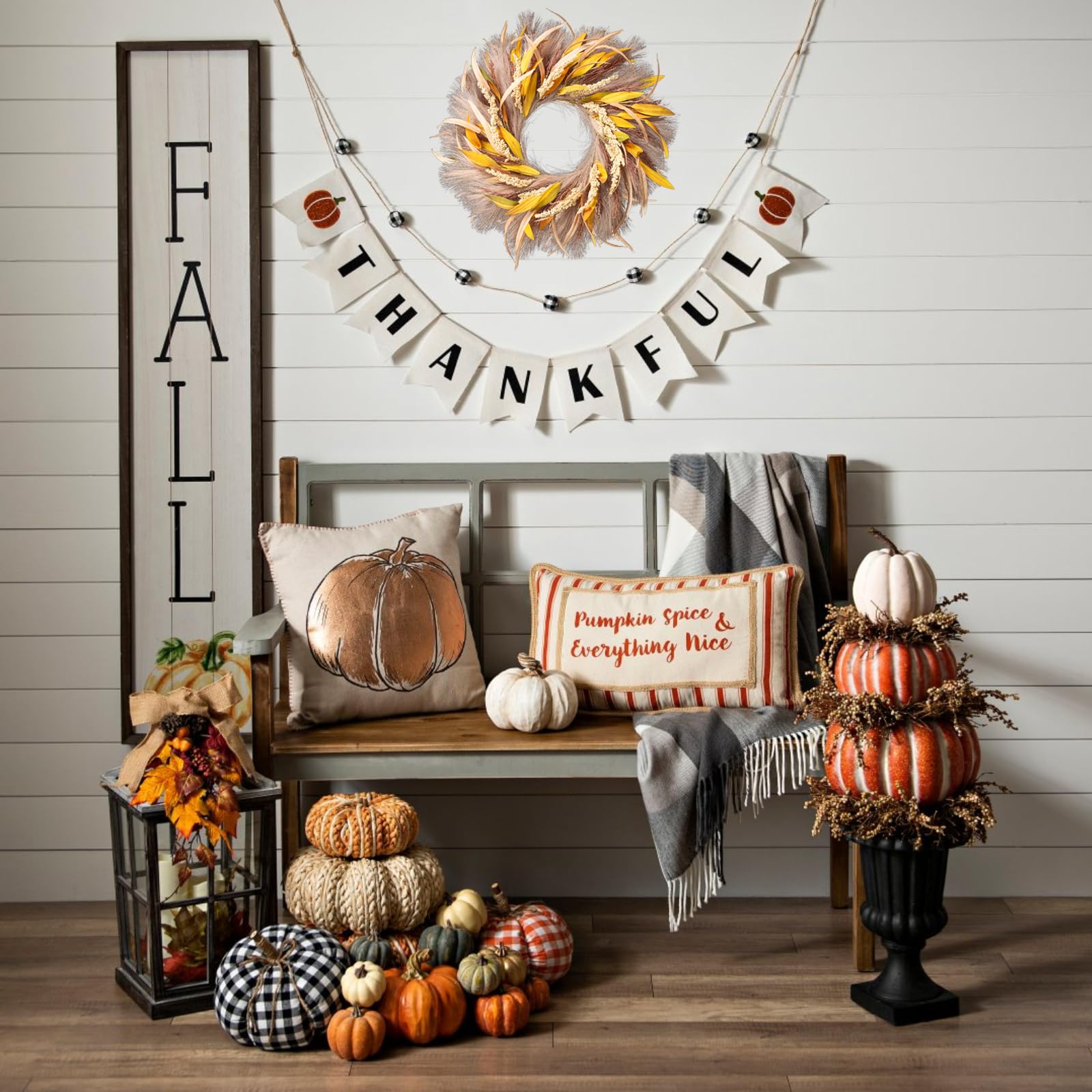 TIVMIK on a porch set with fall decor to boost seasonal curb appeal