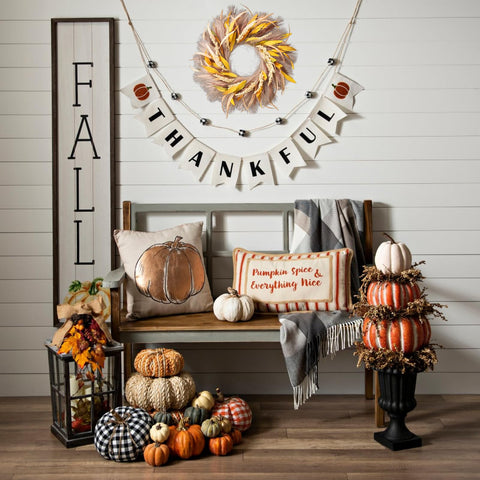 TIVMIK on a porch set with fall decor to boost seasonal curb appeal