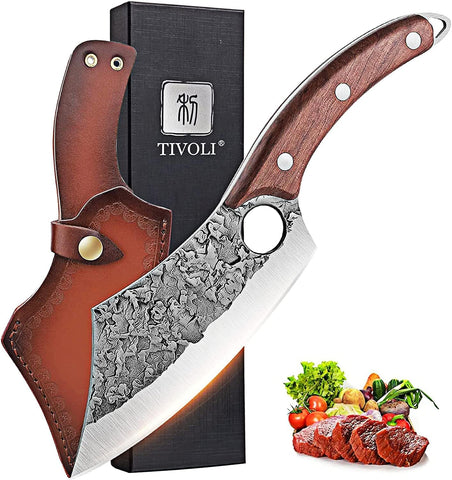TIVOLI cleaver front view showing full-tang design and cutting power