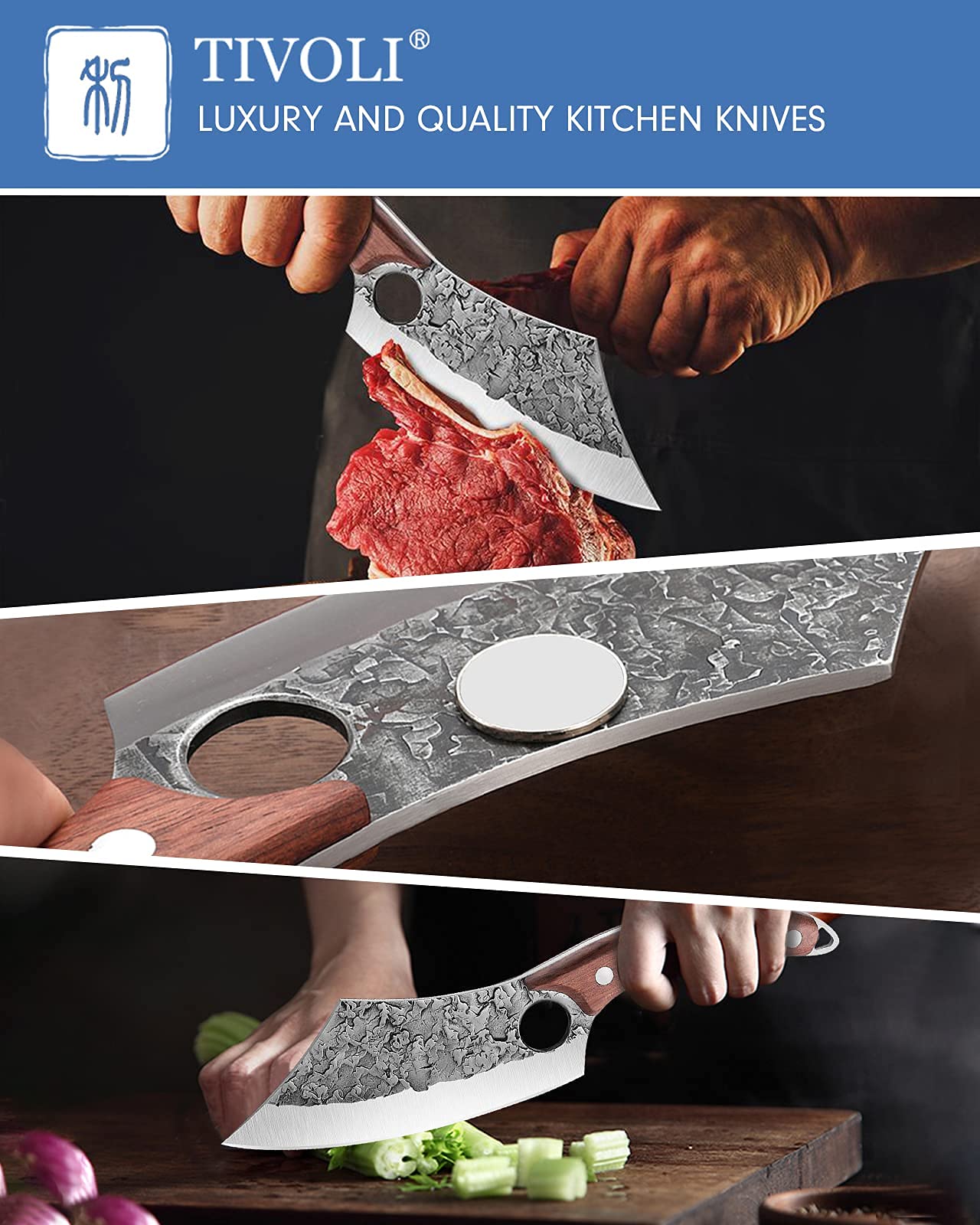 TIVOLI curved handle and round finger hole for secure balanced grip