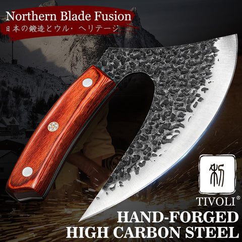 TIVOLI forged blade closeup with visible texture and long-lasting sharpness benefit