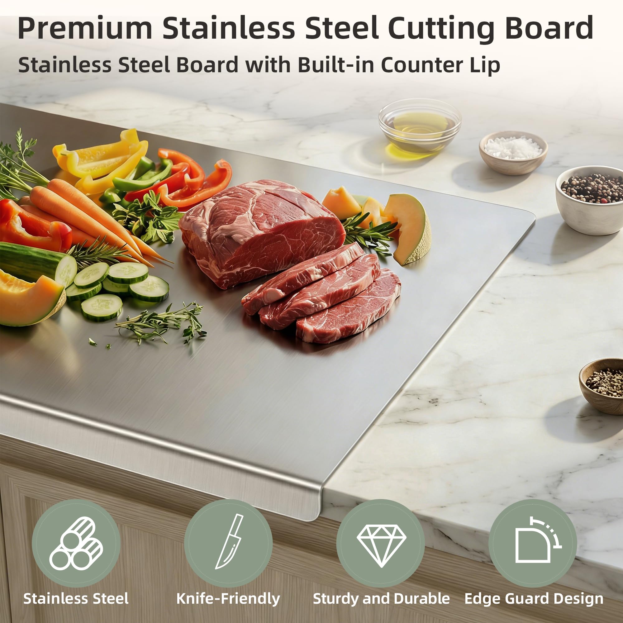 TJ POP textured stainless surface close-up, easy-clean benefit