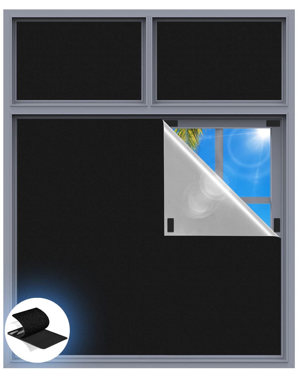 Tlany front panel flat lay showing full-size blackout coverage and portability