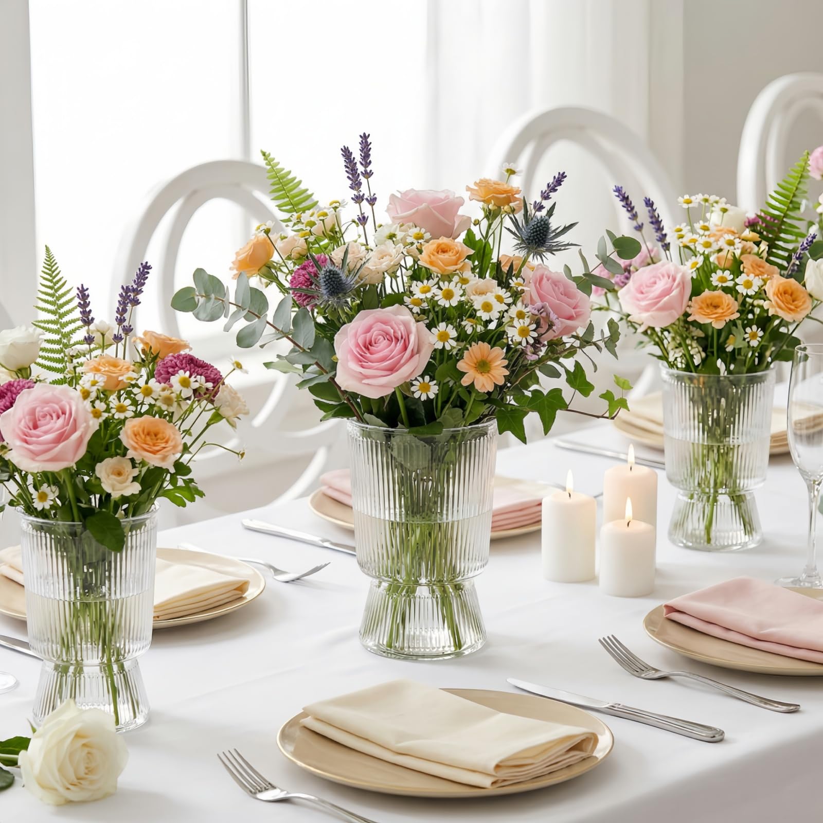 Tlence grouped centerpiece on table demonstrating cohesive event styling impact