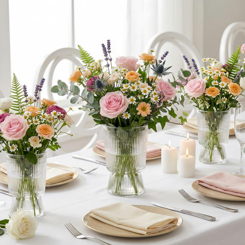 Tlence grouped centerpiece on table demonstrating cohesive event styling impact