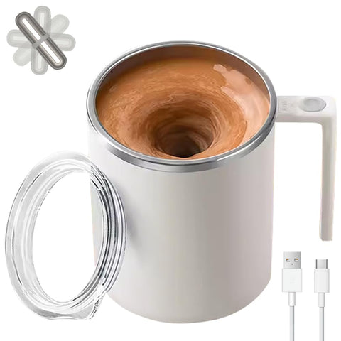 TLINNA front profile mug showing sleek white design and quick mixing