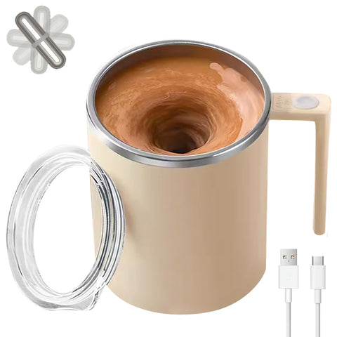 TLINNA front view cream white mug showing sleek design and portability