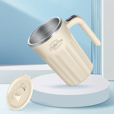 TLINNA mug being used to stir coffee instantly for faster morning routines