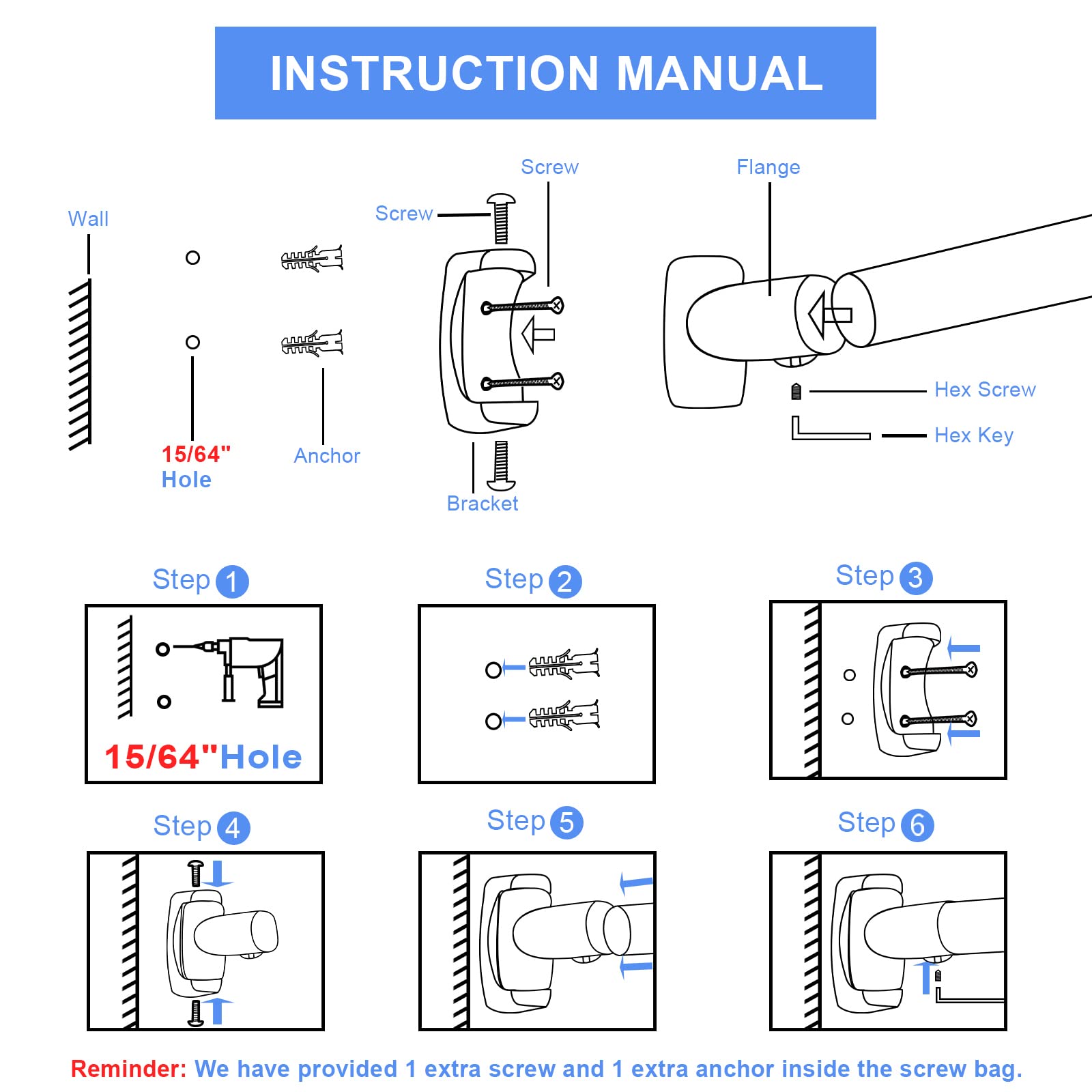 Tlooe installation hardware and template showing easy 10 minute setup benefit