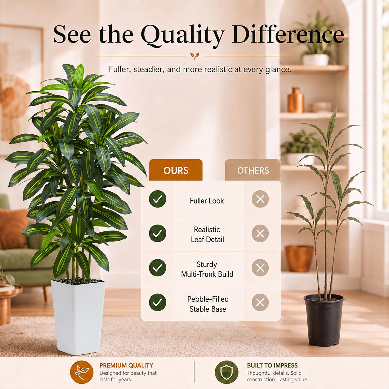 TNGGNT dracaena styled in office corner illustrating professional, low-maintenance greenery