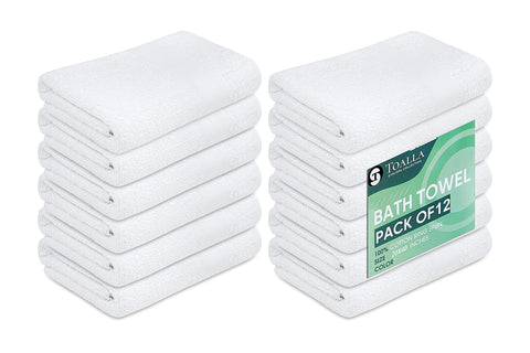 TOALLA folded stack of 12 towels showing neat storage and fast turnover benefit