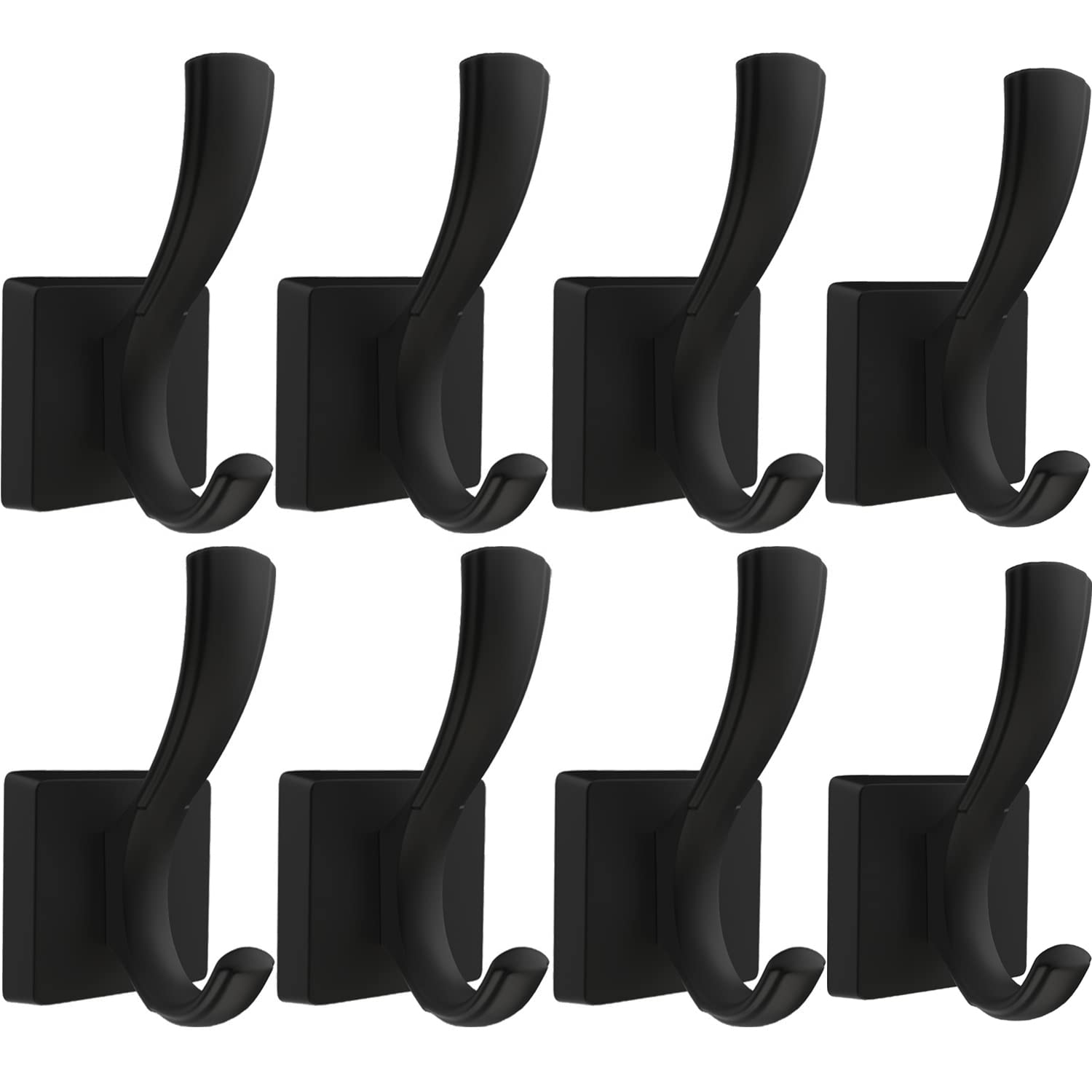 TOFIIGREM front view of eight black hooks showing compact pack, visual organization benefit