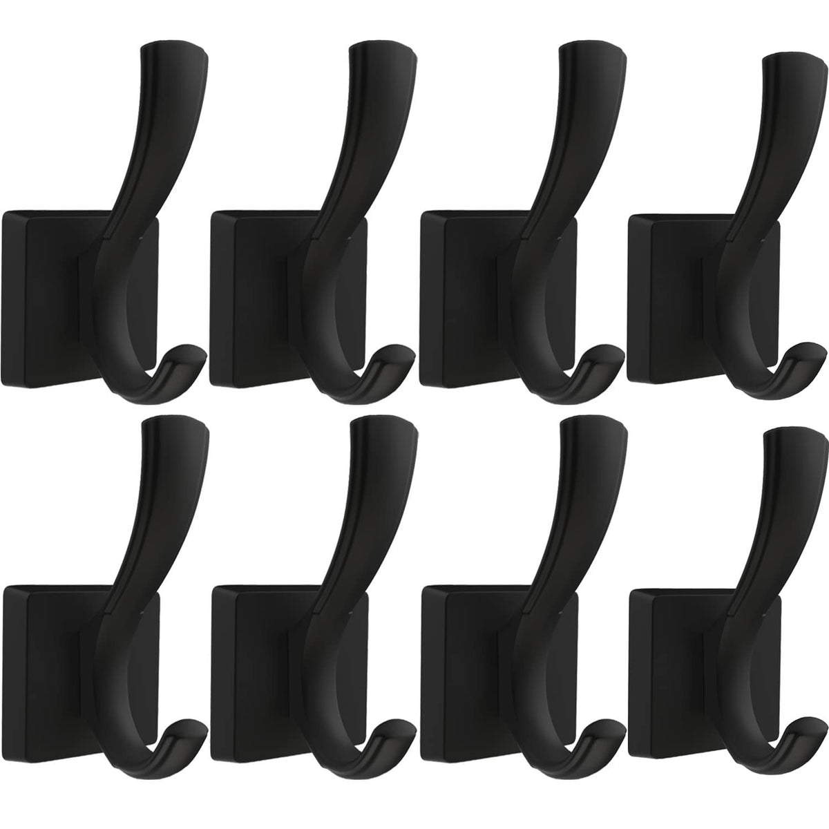 TOFIIGREM front view of eight black hooks showing compact pack, visual organization benefit