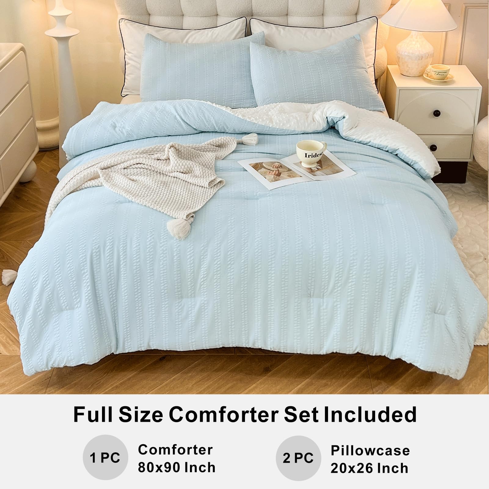 tohrisa comforter on full bed comparing size and generous coverage