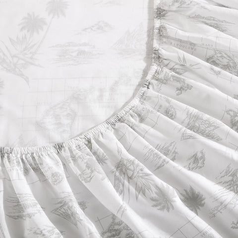 Tommy Bahama fitted sheet deep pocket view showing secure fit benefit